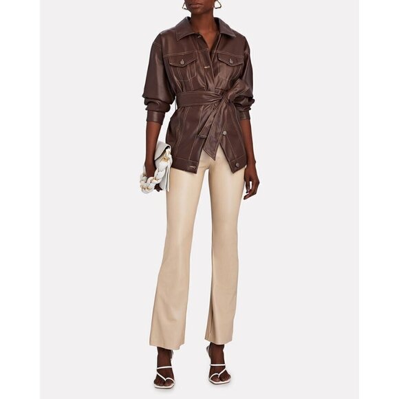 ENZA COSTA Matte Vegan Leather Bootcut Legging in Putty 0/XS Womens Faux Leather - Picture 14 of 16